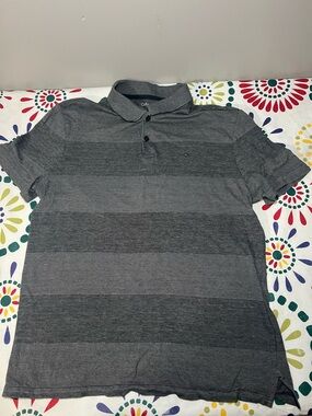 Calvin Klein Men's Striped Short Sleeve Polo Shirt, Grey, Size Medium